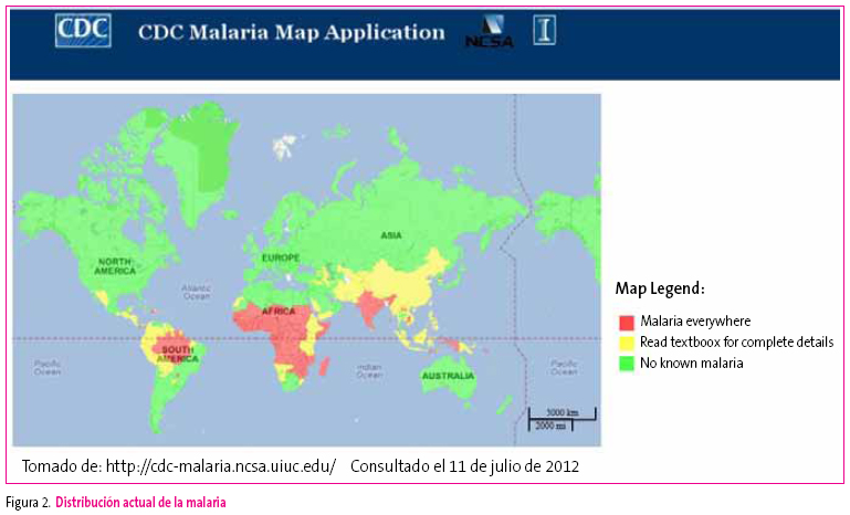 Figura 2. Distribución actual de la malaria